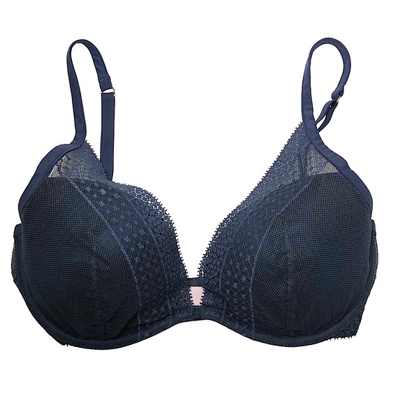Victoria's Secret Incredible Plunge Lace Grayish Blue Padded Bra Sz 32DD - Picture 1 of 15